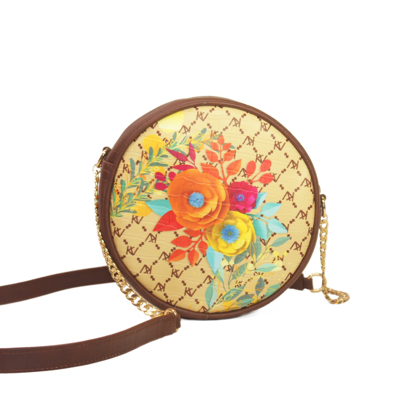 Multicolour Peonies Flower Round Sling Bag 410